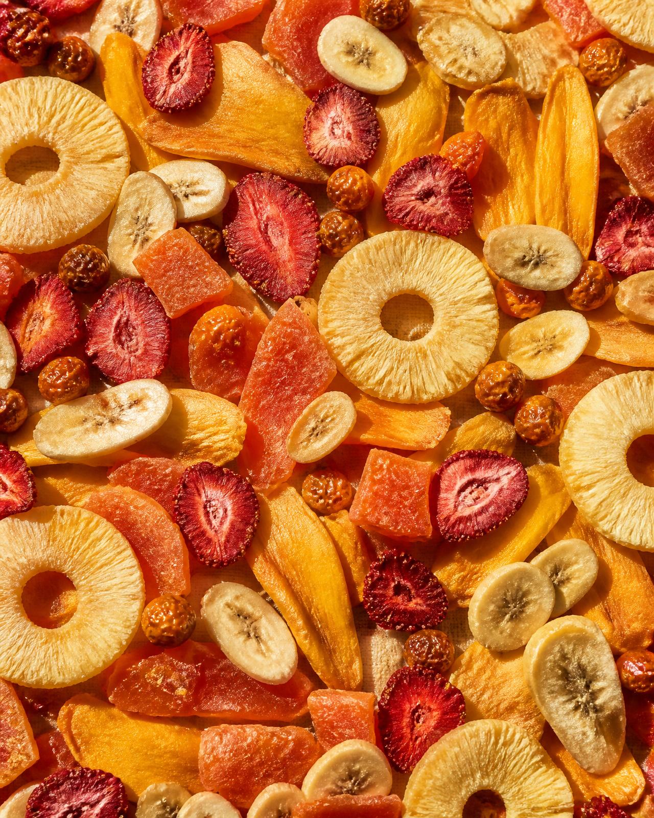 Frutas tropicales colombianas deshidratadas